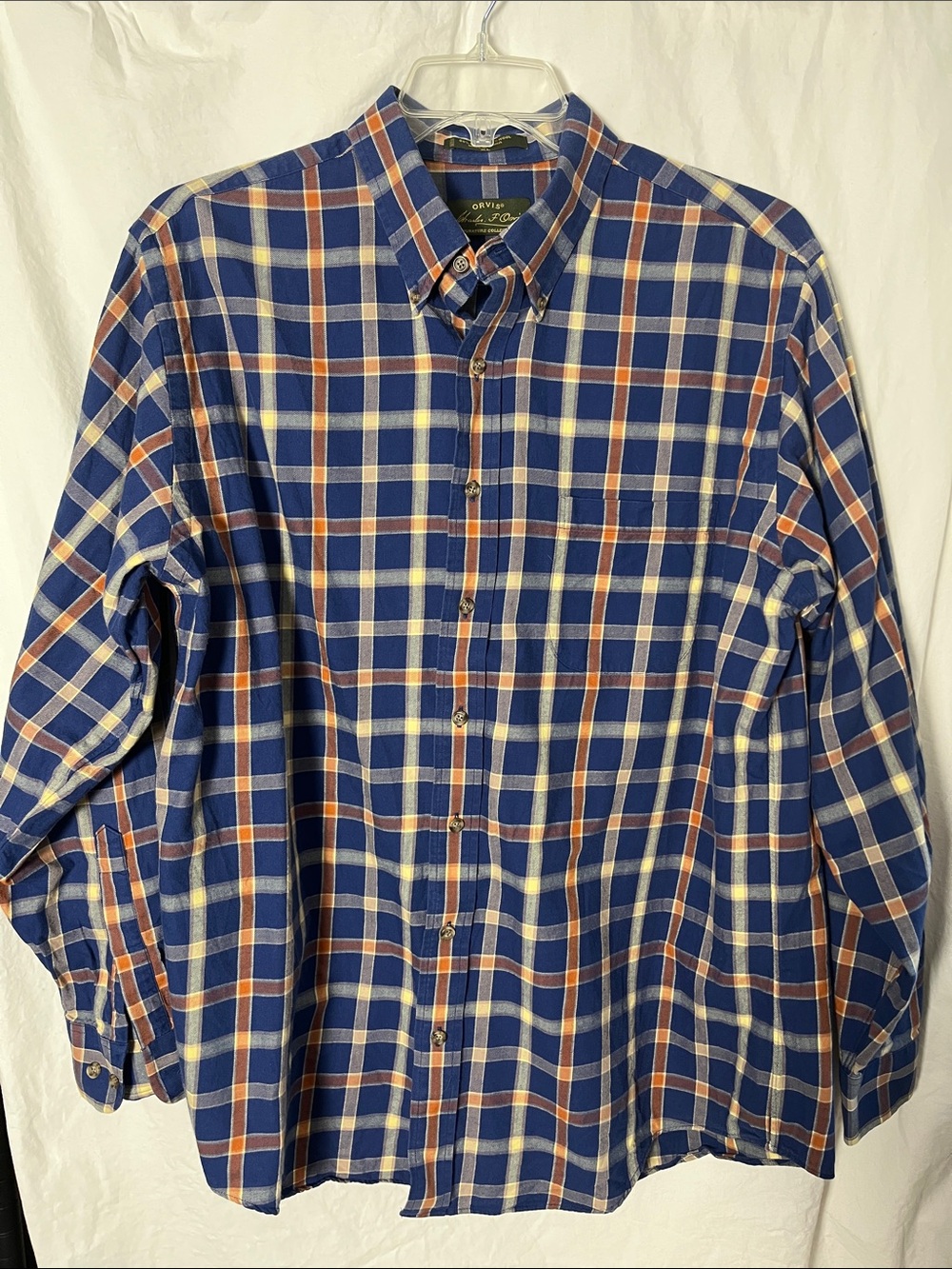 Orvis Signature Collection Button-Down Flannel Shirt Wool Cotton Size XL